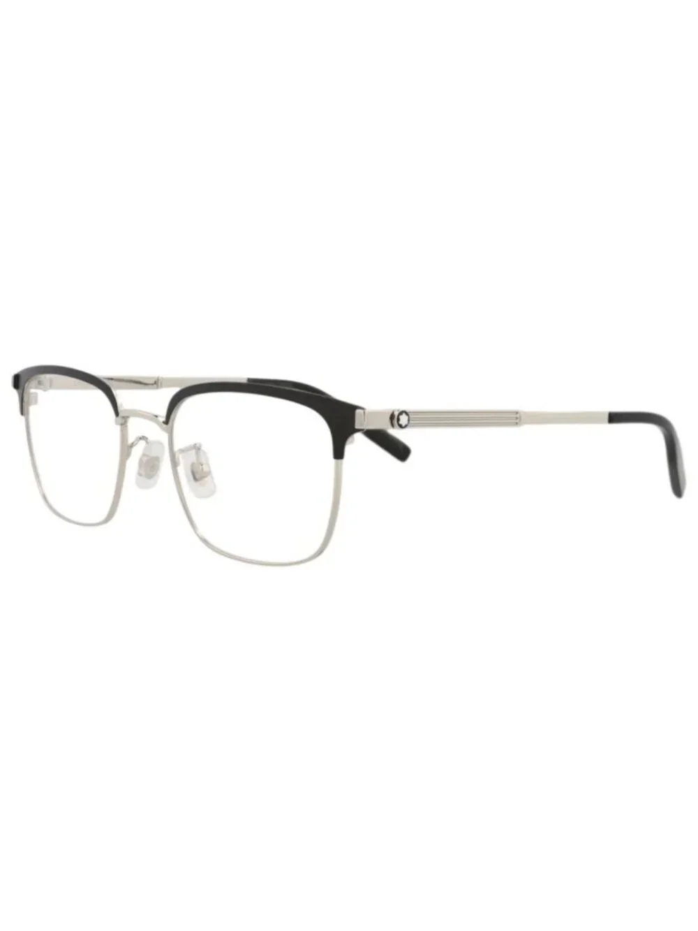 New Montblanc Women's Eyeglasses Square Rectangle Metal Frame Mens Silver Silver